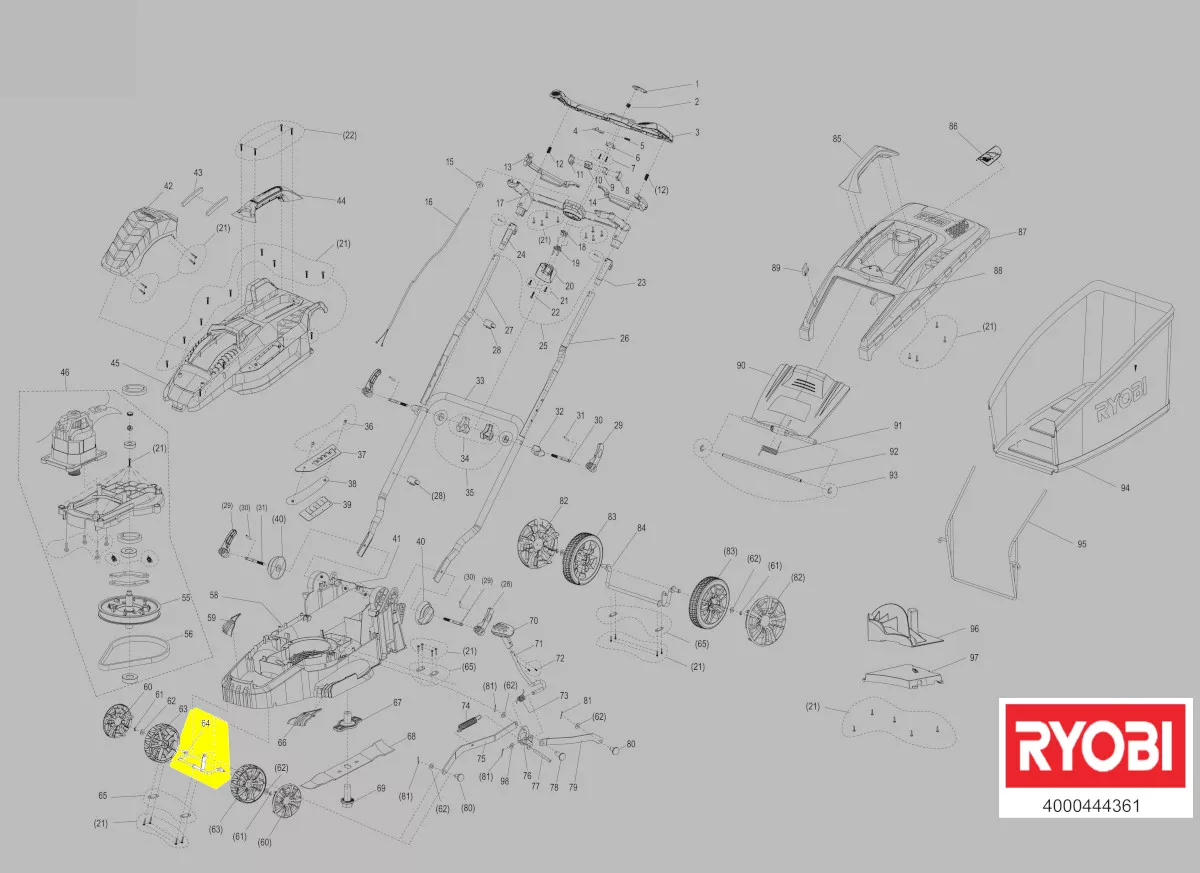 axe roue avant réf. 5131036957 Ryobi